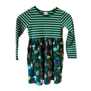 Hanna Andersson Holiday Mixie Delightful Decorations Dress Size 6/7